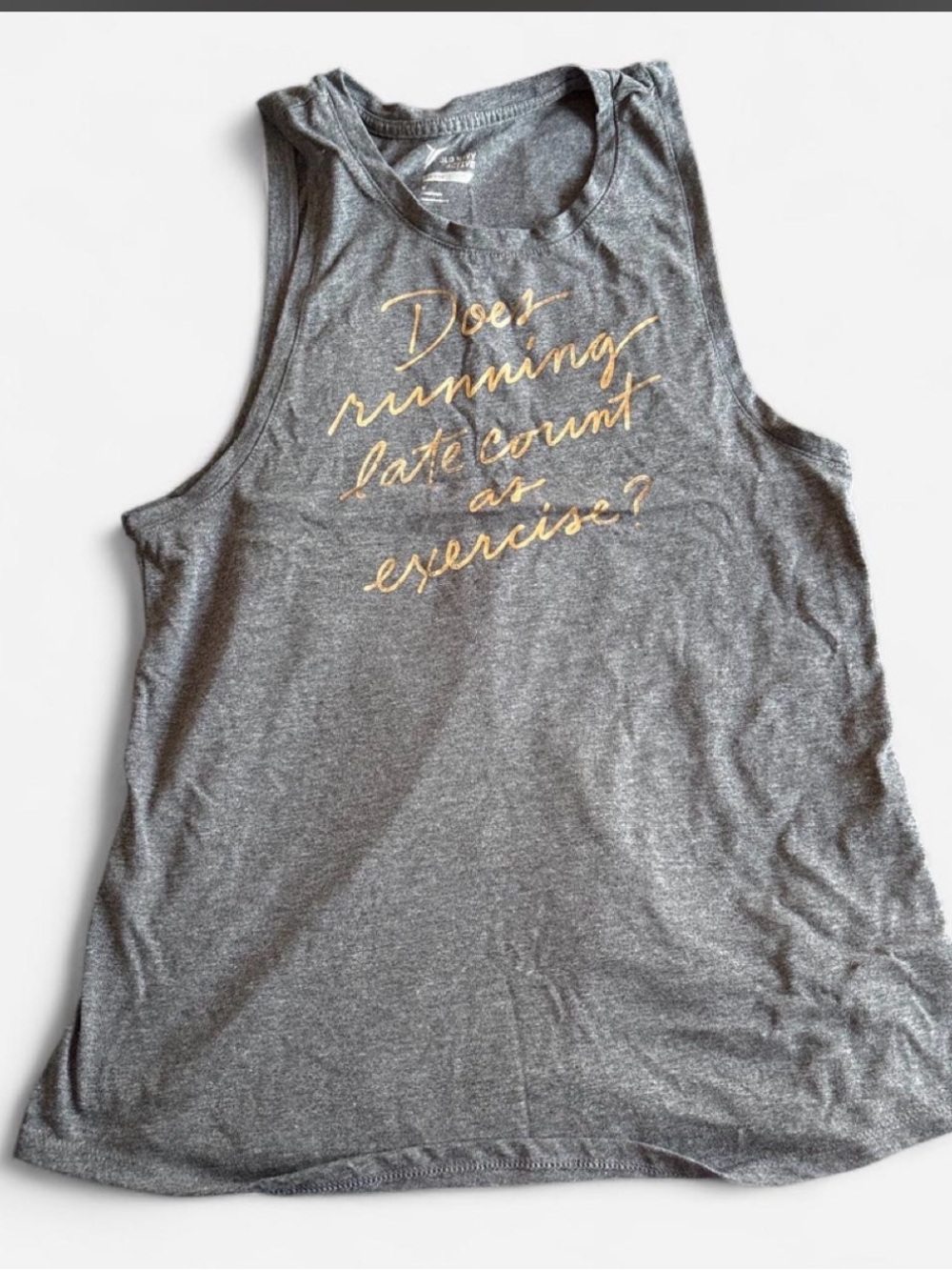 Old Navy Gray Tank with Gold Script Graphic